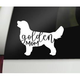 Golden Mom Decal | Golden Mom Car Sticker | Golden Retriever Decal | Car Decal Bumper Sticker Window Laptop Tumbler Decal | 5.5" x 4.1" Size White | Made in USA | DECALBUNNY