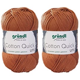 2 x 50 g Gründl Cotton Quick 100% Cotton, Crochet Yarn Mercerised, Gassed, Combed with Instructions for a Guinea Pig (123 Nougat)