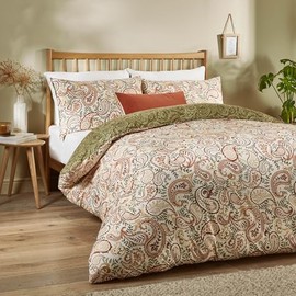 Duvet Day Anika Duvet Cover Set – Reversible Paisley Printed Bedding with Earthy Tones & Traditional Design (Multicolour - Single)