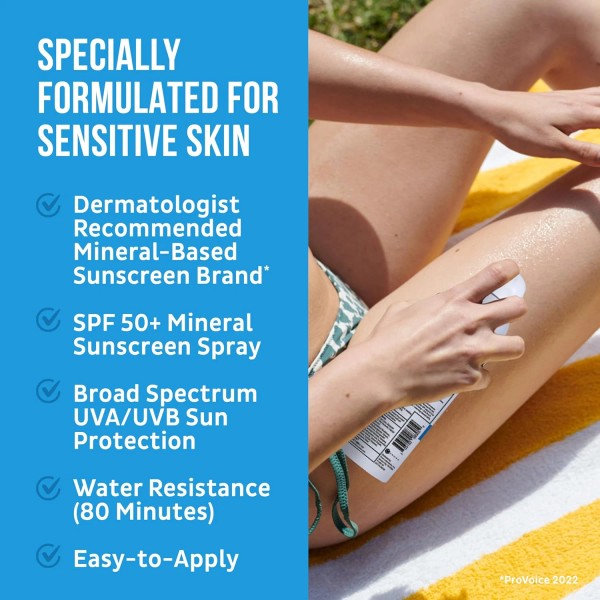 Sensitive Mineral Sunscreen Spray SPF 50+, Dermatologist-