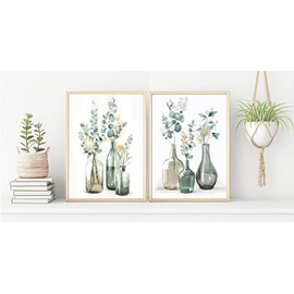 Artmaple Paint by Number for Adults Beginner Kids Canvas ONLY, Ideal Gift Choice for Birthday,Anniversary or Any Festival. DIY Acrylic for Decor Canvas Roll (12x16 2pcs a Set, Flowers in The Bottles)