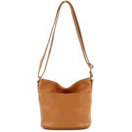 modamoda de T198 Small Women's Leather Shoulder Bag Handmade in Italy, camel