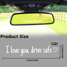 I Love You Drive Safe Rearview Mirror Sticker,4PCS Rear View Mirror Sticker, Drive Safe I Love You is a Great Gift to Express Your Like to Your Significant Other or Family