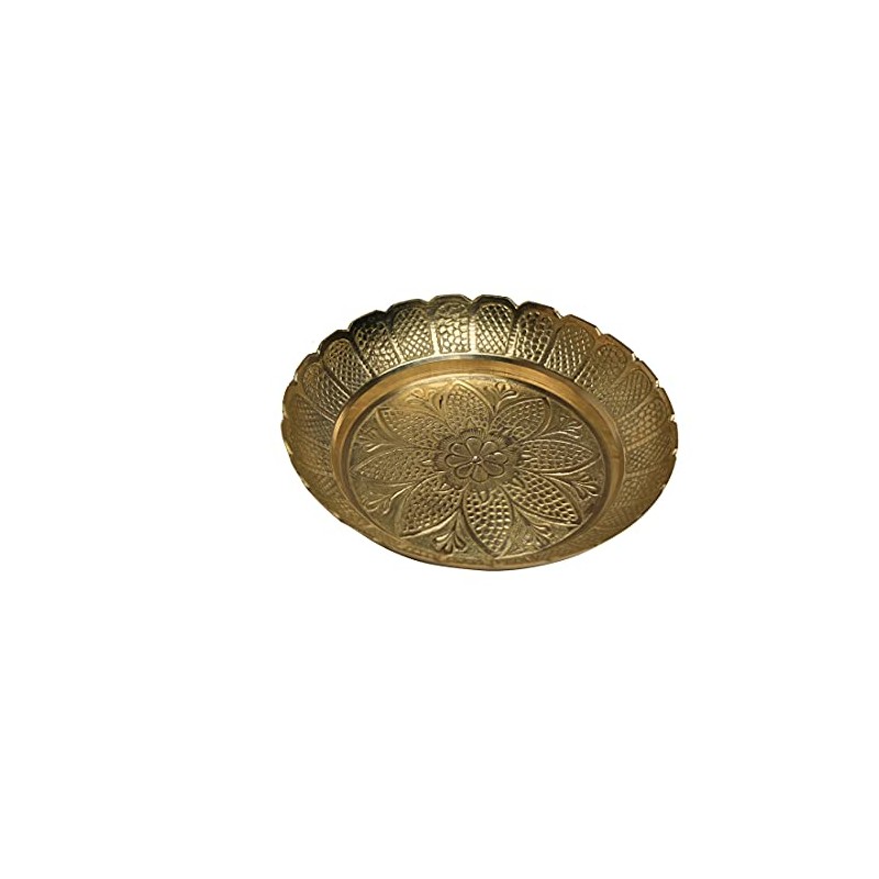 Nakshi Plate, Decorative Brass Indian Prasad Plate Katori for Pooja