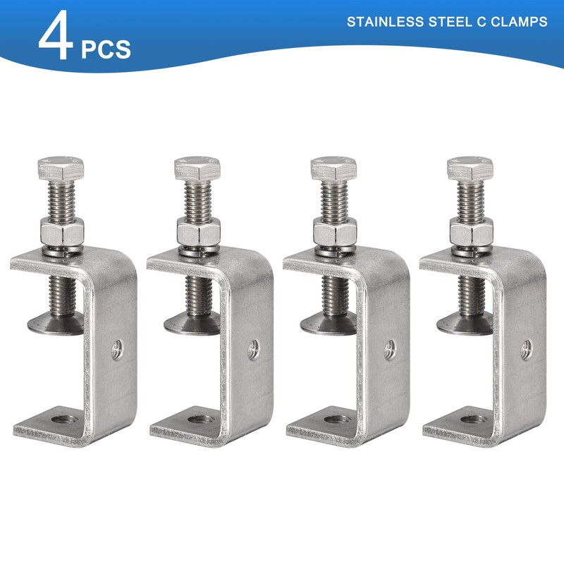 4 Pack 304 Stainless Steel C Clamps with 55mm/2.17" Stable