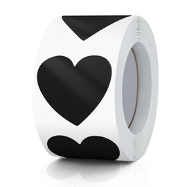 Black Heart Stickers Roll 3.8 cm Valentine's Day Love Shape Labels Waterproof Removable for Craft Envelopes Boxes Gift Tags Bags Wedding 500 PCS