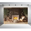 Loccor 6x4ft Fabric Living Room Fireplace Backdrop Interior White Fireplace