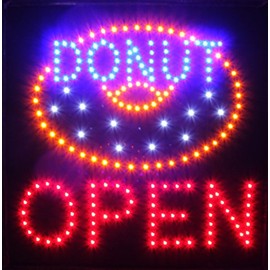 Ultra Bright LED Sign Super Donut Open Size 19"X19 with Animation montion and Power Switch (LB26-Donut)