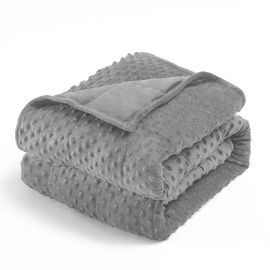 Wemore Minky Dot Weighted Blanket for Adults Twin Size 12 lbs, Soft Cozy Heavy Blanket, Breathable Blanket for All-Season with Glass Beads, Grey 48 x 72 inches