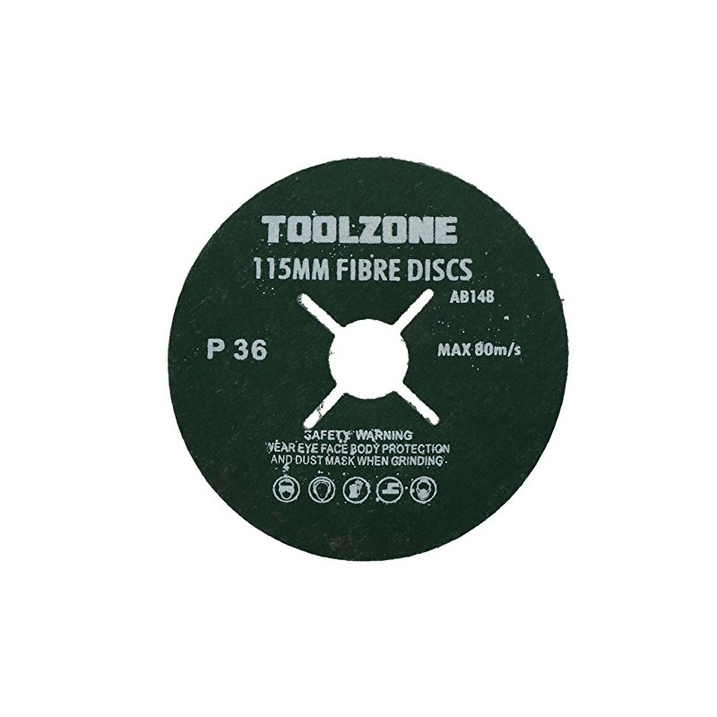 10pc 115mm (4.5") Fibre Discs 36 Grit Abrasive Sanding Disc