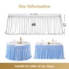 6Ft Baby Blue Satin Table Skirt for Rectangle or Round