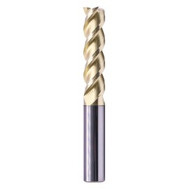 1/2" Solid Carbide Square Long End Mill - ZrN Coated, 3 Flute, 45° Helix, 1/2" Cutting Diameter, 1/2" Shank Diameter, 2" Length of Cut, 4" Overall Length for Milling Aluminum and Copper
