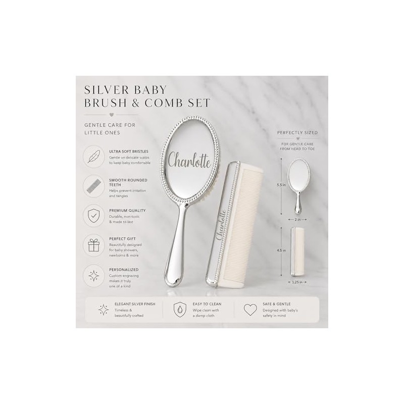Custom Silver Baby Brush Set – First Birthday Heirloom Gift