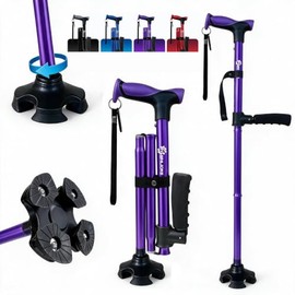 Adjustable Walking Sticks for Women and Men with Second Handle for Standing