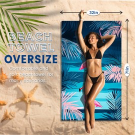 2 Pack Microfiber Beach Towel Oversized 71"x32" Sand Free Quick Dry Absorbent Lightweight Thin , Compact Towels for Travel Swimming Pool Yoga Gym Camping Beach Accessories Vacation Essentials Gift