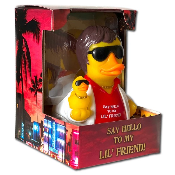 CelebriDucks Say Hello to My Lil' Friend - Premium Bath Toy Collectible - Classic Movie Themed - Perfect Present for Collectors, Celebrity Fans, Music, and Movie Enthusiasts