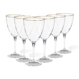 Casafina Glassware 14 oz. Set of 6 Drinking Water Glasses - Sensa Collection, Golden Rim | Microwave & Dishwasher Safe Dinnerware | Food Safe Glazing | Restaurant Quality Drinkware