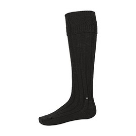 The Scotland Kilt Company Men's Scottish Wool Blend Gents Kilt Hose Socks in Black - Knitted, Ribbed, Comfortable Fit, Soft, Stretchy - Medium (8-10)