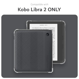JKase Clear TPU Compatible with Kobo Libra 2 Case (7") 2021, Shockproof Slim Lightweight Soft Silicone Grip Flexible Back Cover Transparent