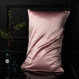 Silk Pillowcase for Hair and Skin 100% Mulberry Silk Bed Pillowcase with Hidden Zipper (Standard, Coral)