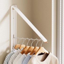 Deasolin Clothes Drying Rack, Laundry Room Wall Mounted Retractable Clothes Hanger Drying Rack, Laundry Clothing Drying Rack Folding Indoor or Outdoor, Easy Installation Aluminium Dryer, 1pcs(White)