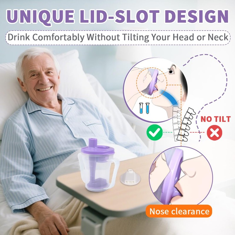 EZSLINGGLIDE Dysphagia Regulating Drinking Cup – Spill-Proof Adaptive Cup for