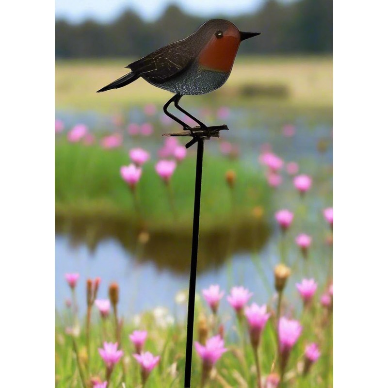 Garden Metal Bird Stake Decoration, Robin Design, Outdoor Decorative Yard
