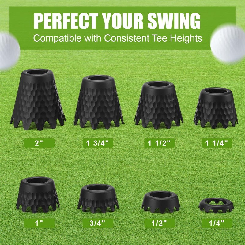 Foilswirl 8 Pcs Golf Tees Set, Plastic Golf Simulator Tees