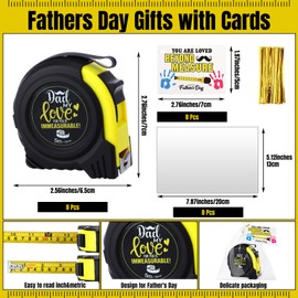 Blosssound 8 Set Fathers Day Dad Gifts Bulk Measuring Tape Gifts with Cards Clear Plastic Bags Ribbons Dad My Love for You is Immeasurable Tool Presents for Fathers Day Party Favors Supplies