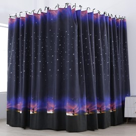 Mengersi Canopy Bed Curtains for Adults Galaxy Pattern Bed Drapes Bedroom Decoration Accessories (King, Black)