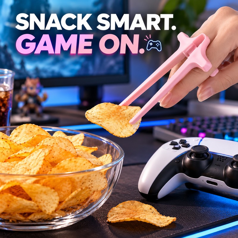 Finger Chopsticks for Gaming & Snacking – Wearable Plastic Snack