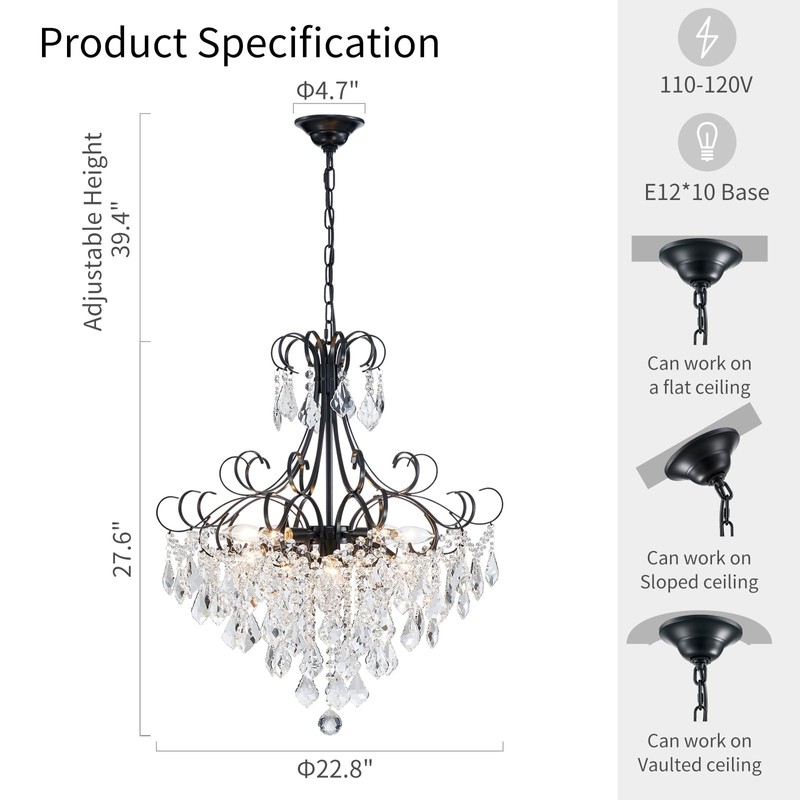 WUZUPS Crystal Chandelier 10-Light Pendant Ceiling Light Modern Lighting Fixture