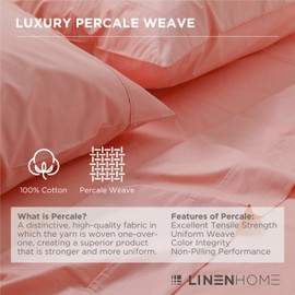 100% Cotton Percale Fitted Sheet Twin Size, English Rose, 1 Deep Pocket Fitted Sheet, Crisp and Cool Strong Bed Linen, 39"X75"+15"