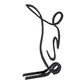 Athlete Lines Character Sculpture, Geometric Frame Decorative Metal Art Ornament Abstract Figure Statue with 3D Effect for Home, Office, Table, Wall Decor (Soccer)