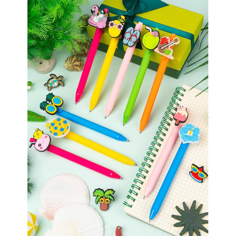 UAYVEBS Summer Hawaiian Retractable Pens, 1mm Black Gel Ink, 30