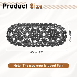 sourcing map Crochet Doilies, 22" x 10" Handmade Crochet Table Placemats Oval Lace Doilies 3 Flowers Pattern Cotton Coaster for Wedding Party Decoration, Dark Gray
