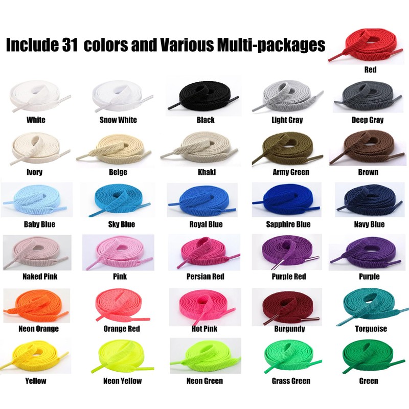 Handshop Flat Shoelaces 5/16" - Shoe Laces Replacements For Sneakers