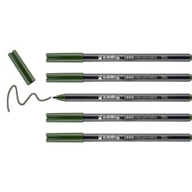 Edding e-1300 Pack of 5 Felt-Tip Pens with Bullet Tips 3 mm-Olive Green