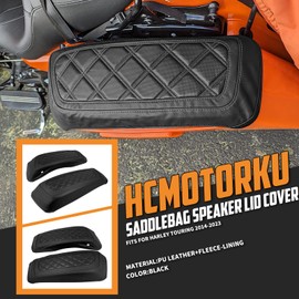 HCmotorku Saddlebag Lid Covers Hard Saddle Bags Lid Bra Covers Fit For Harley Touring Street Glide CVO Road King Electra Glide Ultra Limited Road King Special 2014-2025 (Black Stitching)