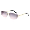 PASTL Unisex Rimless Sunglasses Oval Rectangle Beveled Brown Pink Lens