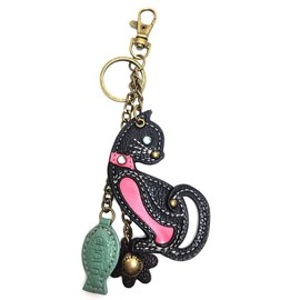 CHALA Charming Crossbody Bag With Flap Top | Flap and Zipper Cross-Body Purse or Shoulder Handbag with Metal Chain - Pink (Mini Black Cat)