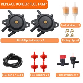 Fuel Pump with Strainers and Oil Hose for Kohler 17HP-25HP Lawn Mower Kohler 7000 series Cub Cadet Briggs and Stratton Mikuni John Deere kawasaki Yamaha Golf Cart Fuel Pump 808656 808492