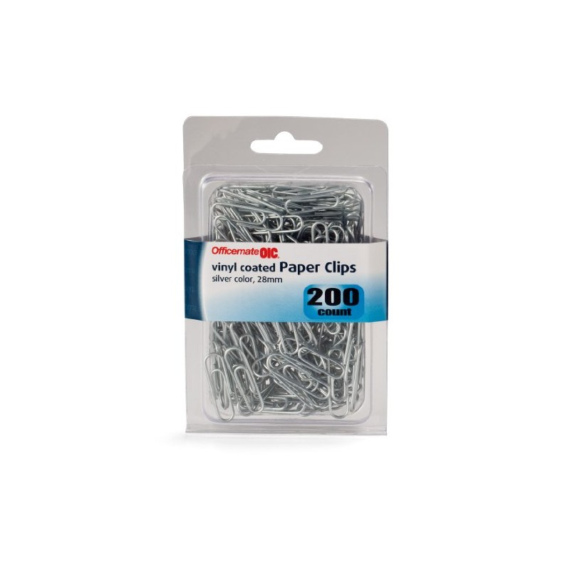 Officemate OIC Standard #2 Vinyl Coated Paper Clips, Translucent Silver,