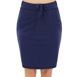 BENANCY falda de lápiz elástica de cintura alta con bolsillos para mujer, Bj 002 Navy, S