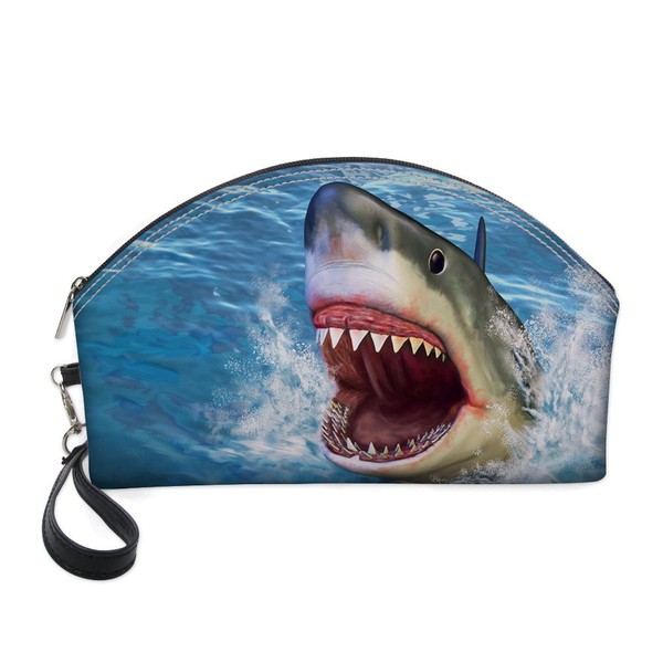 Showudesigns Cool Shark Blue Zip Up Cosmetic Bag