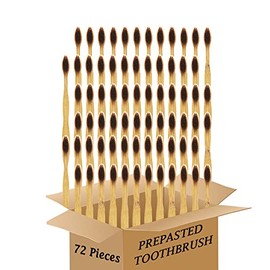 N-amboo Bamboo Toothbrush Prepasted Disposable Toothbrsuh Soft Bristles Prepasted Toothbrush,Disposable Toothbrsuh (72 Pieces Brown)