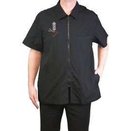 CHARLENE Classic Barber Zip Jacket with Collar and Barber Pole Logo (L, BLACK)