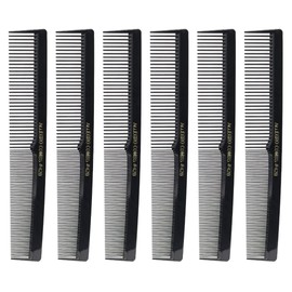 Allegro Combs 420 Cutting Combs Hair Stylist Barbers Combs Beard Comb Mustache Mens Women Toddler Boys Braiding Hair Parting USA 6 Piece (Black)
