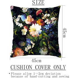 ZFENGYYUAN Floral Inspired Design Decorative Square Velvet Throw Lumbar Pillow Cover Cushion Cases Floral Flower Leopard Cheetah for Couch Sofa Bed Living Room Bedroom 45X45cm