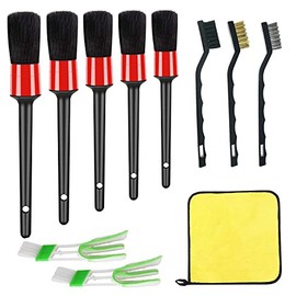 Juego de 11 cepillos para Limpiar automóvil de Limpieza para Coche Cepillos para Detallar Toallas de Limpieza Cepillos Detallado Automotriz para